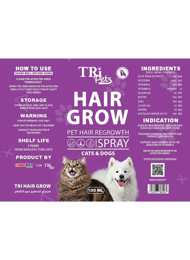 TRi Pets Hair Grow Spray for Cats & Dogs – Fast Hair Regrowth, Anti-Shedding, Skin Health Support, Aloe Vera & Biotin, 100ML - Image 3